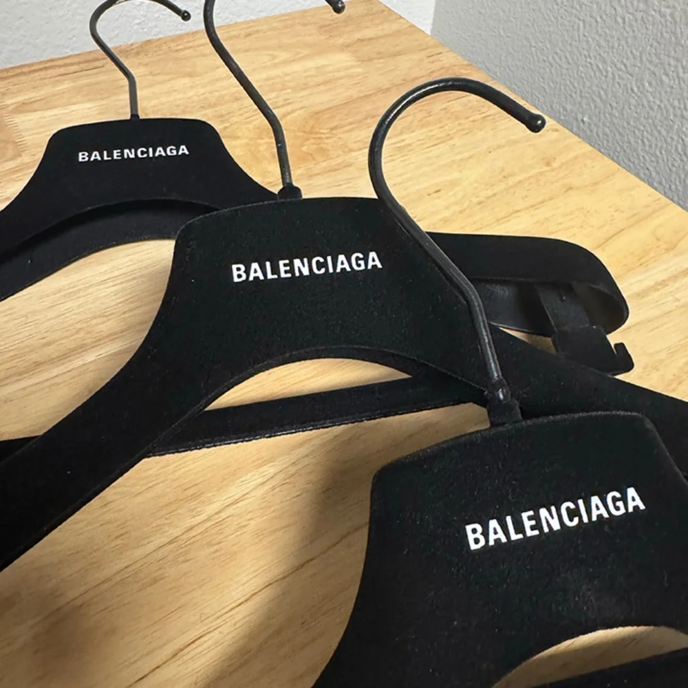 3 BALENCIAGA unisex black velvet hangers for shirts or coats